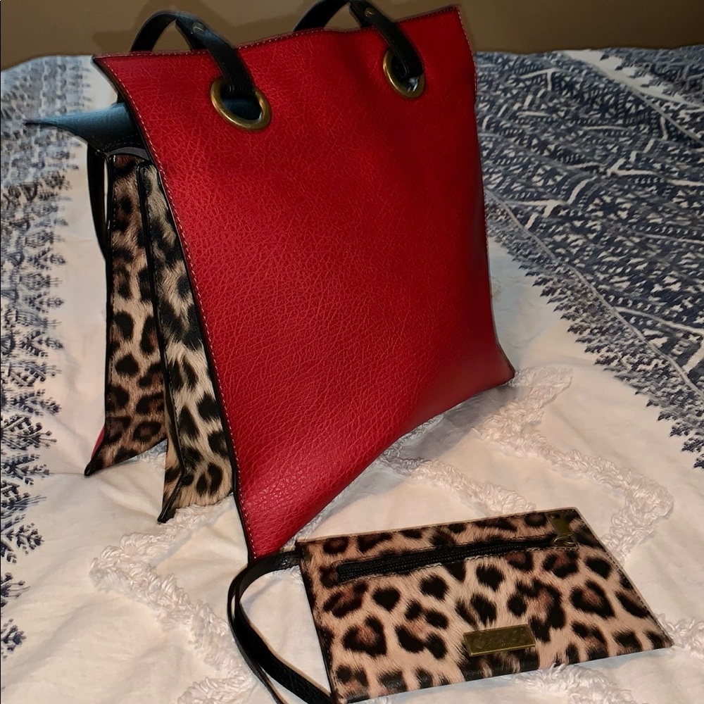 Carlos Santana Bag with Leopard Clutch